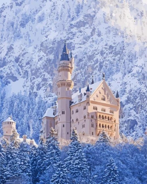 Winter Neuschwanstein Castle Paint By Numbers