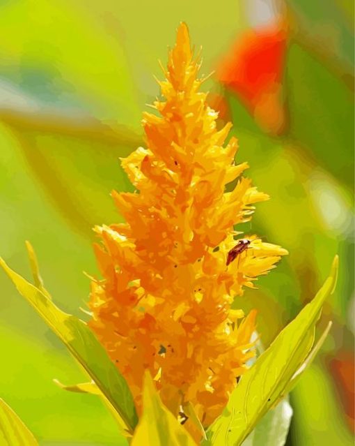 Yellow Cockscomb Flower Paint By Numbers