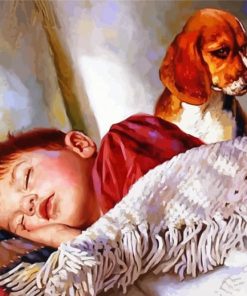 Adorable Boy And Puppy Paint By Numbers