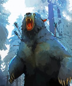 Angry Bear In Forest Paint By Numbers