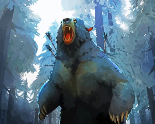 Angry Bear In Forest Paint By Numbers