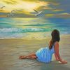 Beautiful Girl Looking Out To Sea Art Paint By Numbers