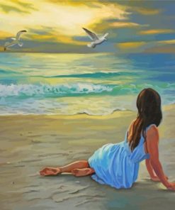 Beautiful Girl Looking Out To Sea Art Paint By Numbers