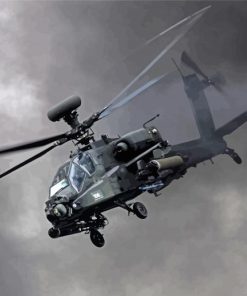 Black And White Apache Helicopter Paint By Numbers