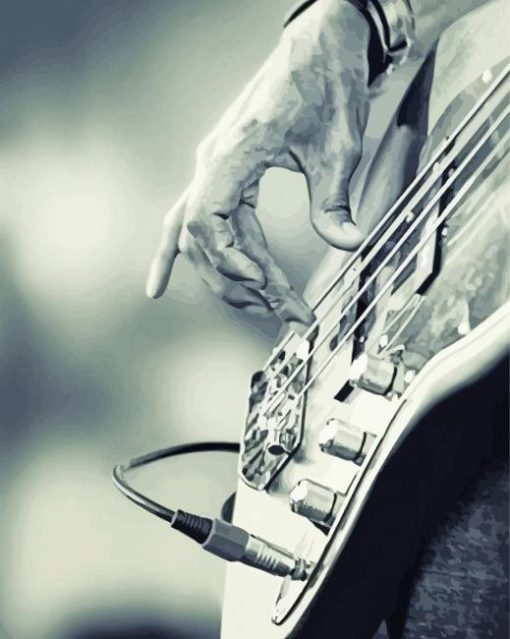 Black And White Bass Player Paint By Numbers