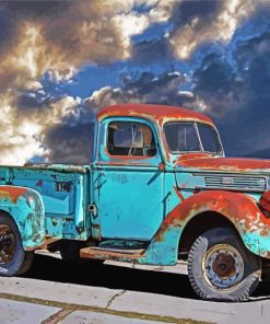 Blue Rusty Truck Paint By Numbers