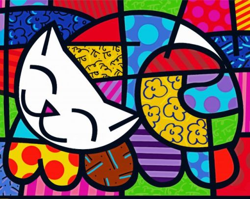 Colorful Britto Cat Paint By Numbers