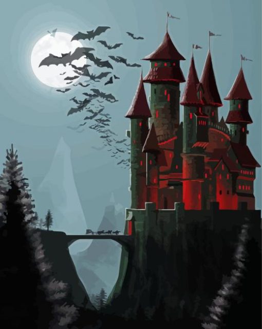 Creepy Dracula Castle Paint By Numbers