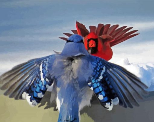 Cute cardinal Animal Blue Jay Paint By Numbers