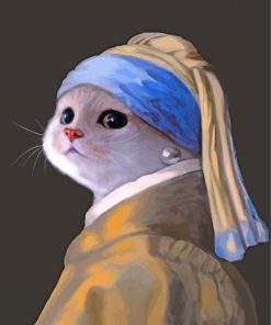 Cute Cat Pearl Earring Paint By Numbers