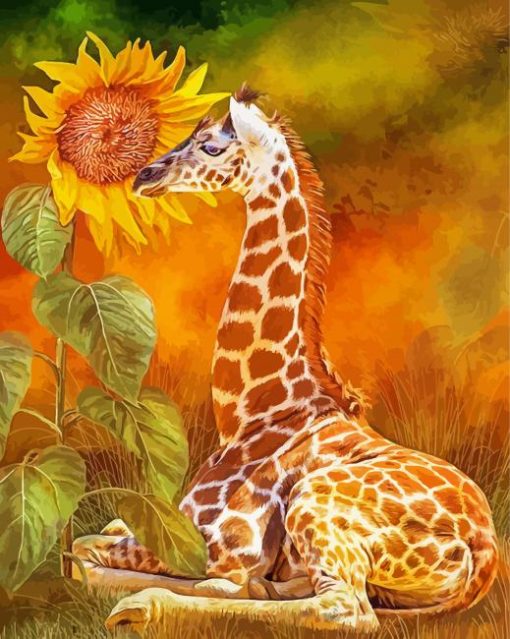 Giraffe Sunflower Art Paint By Numbers