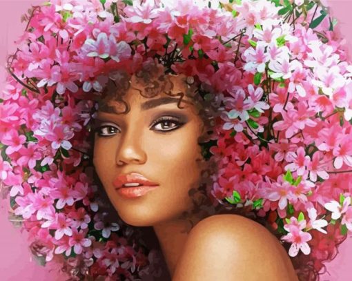 Gorgeous African Woman With Flowers Paint By Numbers