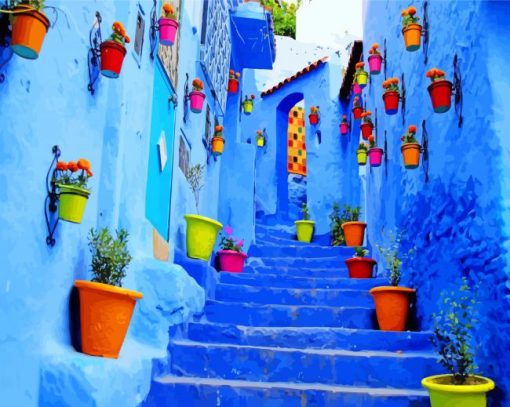 Hanging Plants In Chefchaouen Street Paint By Numbers