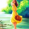 Happy Girl In Yellow Dress Paint By Numbers