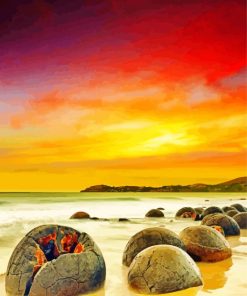 Moeraki Boulders New Zealand Paint By Numbers