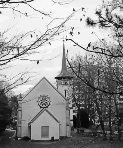 Monochrome Church In The Woods Paint By Numbers