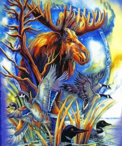 Moose Illustration Paint By Number