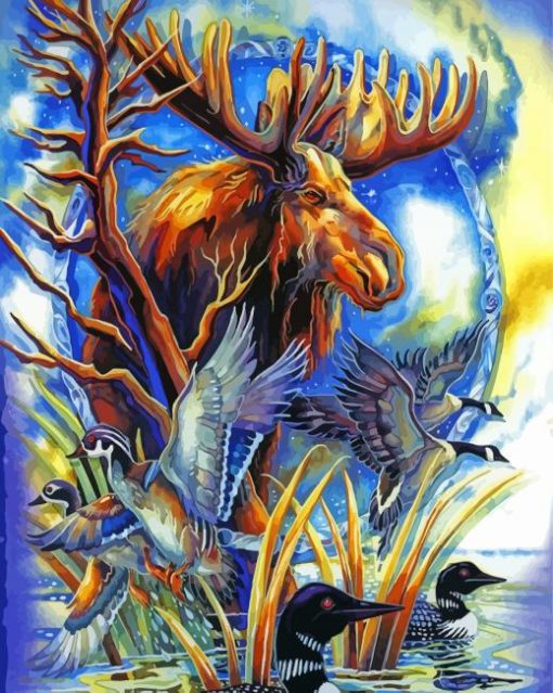 Moose Illustration Paint By Number