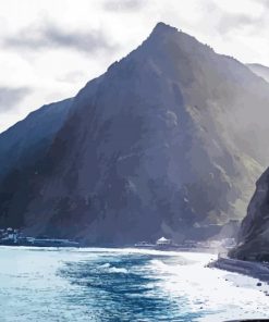 Mountains By The Beach In Sao Vicente Paint By Numbers