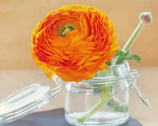 Orange Flowers Mason Jar Paint By Numbers