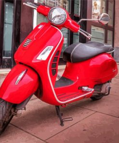 Red Moped Motorcycle Paint By Numbers