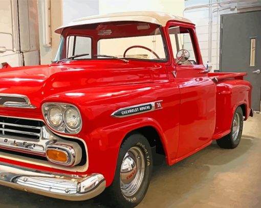 Red Chevy Apache Paint By Numbers