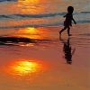 Silhouette Boy Running On Beach Paint By Numbers