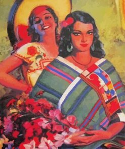 Vintage Mexican Ladies Paint By Numbers