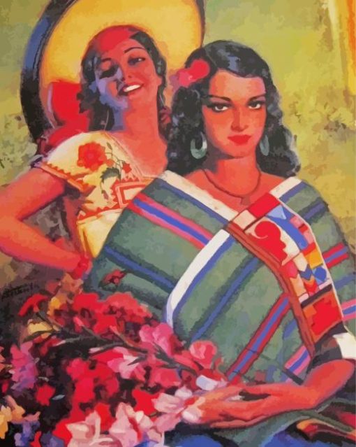 Vintage Mexican Ladies Paint By Numbers