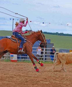 White Calf Roping Paint By Numbers