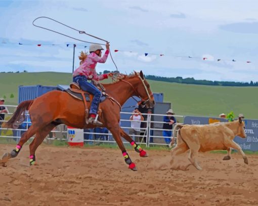 White Calf Roping Paint By Numbers