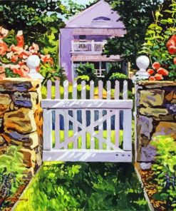 White Picket Fence Gate Art Paint By Numbers