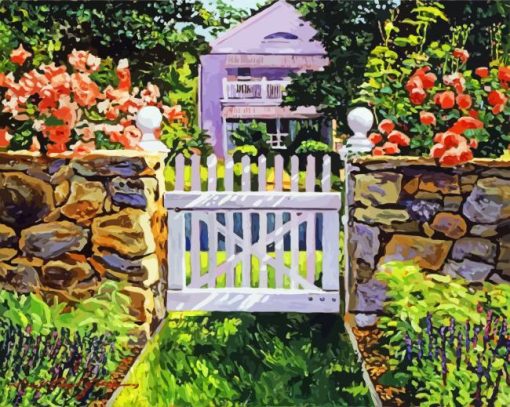 White Picket Fence Gate Art Paint By Numbers