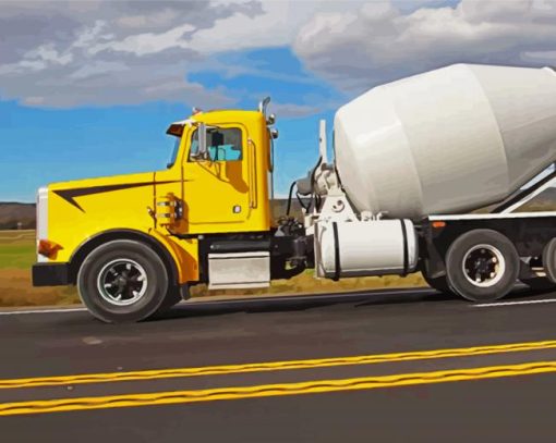 Yellow Cement Truck Paint By Numbers