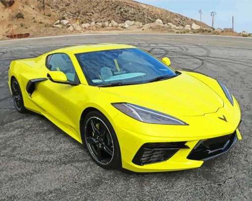 Yellow Chevy Corvette Stingray Paint By Numbers