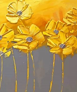 Yellow Gray Flowers Abstract Paint By Numbers