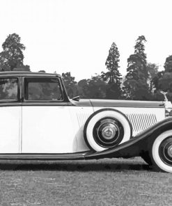 Black And White Vintage Rolls Royce Paint By Numbers