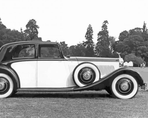 Black And White Vintage Rolls Royce Paint By Numbers