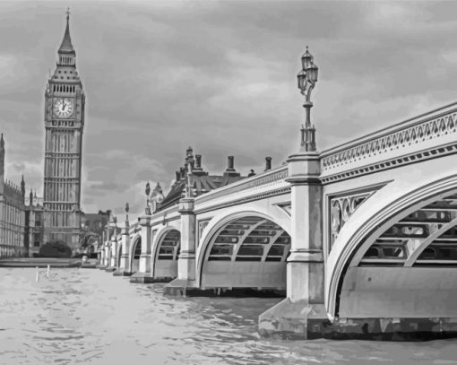 Black And White Westminster Bridge In London Paint By Numbers