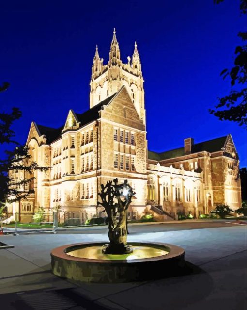 Boston College Gasson Hall At Night Paint By Numbers