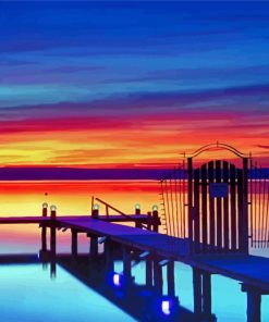 Bridge Over Water Sunset Paint By Numbers