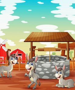 Cartoon Trio Donkeys Paint By Numbers