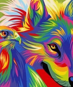 Colorful Eagle And Wolf Paint By Numbers