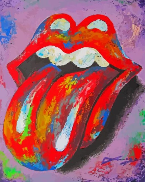 Colorful Rolling Stones Logo Paint By Numbers