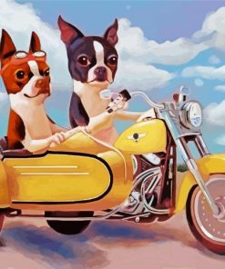 Dogs Riding Motorcycle Paint By Numbers