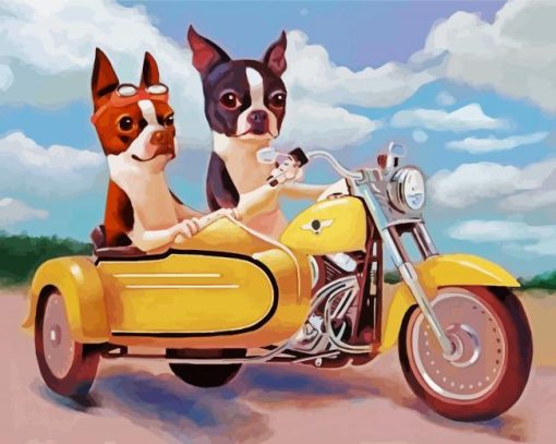 Dogs Riding Motorcycle Paint By Numbers