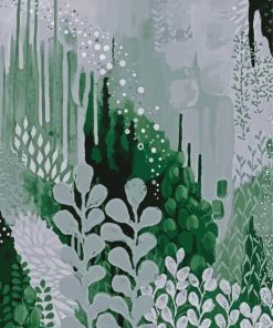 Green Abstract Plants Paint By Numbers