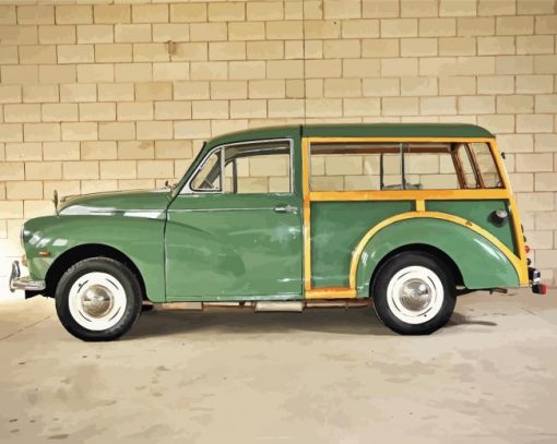 Vintage Green Morris Minor Traveller Paint By Numbers
