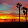 Huntington Beach Sunset Silhouette Paint By Numbers