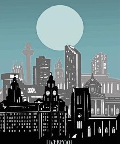 Liverpool Skyline Poster Art Paint By Numbers